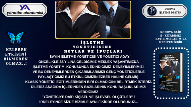 İŞLETME YÖNETİCİSİNE NOTLAR VE İPUÇLARI